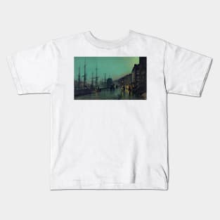 Shipping on the Clyde by John Atkinson Grimshaw Kids T-Shirt
